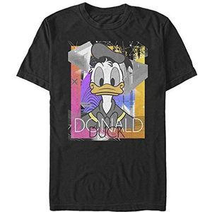 Disney Mickey Classic Eighties Duck Organic-T-shirt voor volwassenen, uniseks, korte mouwen, zwart, XXL, zwart.