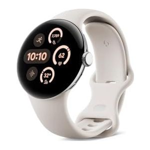 Google Pixel Watch 3 (41 mm) - Android smartwatch met hartslagmeter, geavanceerde hardlopen door Fitbit, fitnessinformatie, 24-uurs batterij, zilverkleurige aluminium behuizing