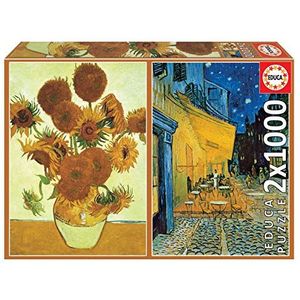2 Legpuzzels van 1000 Stukjes X Sunflowers & Café Terrace At Nigh - Vincent Van Gogh 