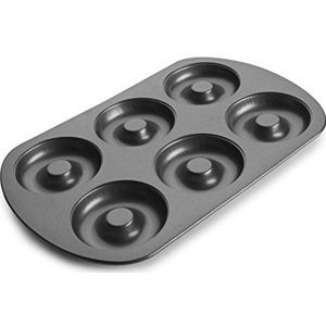 Ibili 827300 Doughnut bakvorm met antiaanbaklaag, 6 vakjes, staal, 8 cm