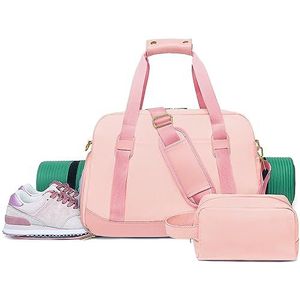 Sporttas voor dames, sporttas met schoenenvak en natte tas, kleine sporttassen voor dames, A - Roze