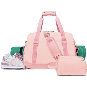 Sporttas voor dames, sporttas met schoenenvak en natte zak, kleine sporttassen voor dames, A - Roze