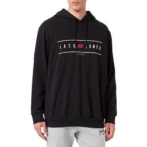 JACK & JONES Homme Sweat à capuche Jjelliot avec logo Pls Sweatshirt à capuche, Noir,6XL grande taille