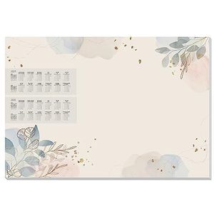 SIGEL HO304 Bureauonderlegger van papier, 2 jaar en weekplanner, macro fantasy design, A2 (59,5 x 41 cm), beige/roze/blauw, 30 vellen
