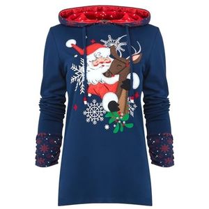Joe Browns Sweat à capuche fantaisie festif avec motif contrasté de Père Noël pour femme, bleu marine, 36