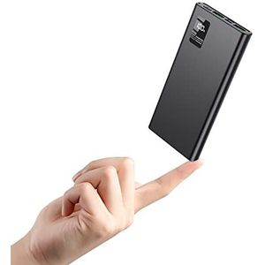 Externe batterij voor mobiele telefoon met zaklamp, led-display, compatibel met iPhone 14 13 12 12 Samsung Huawei Xiaomi, zwart, 12000 mAh, zwart, zwart.