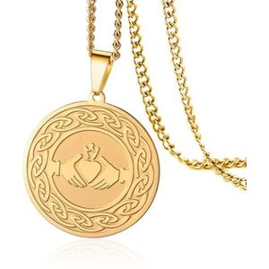 VASSAGO Claddagh Halsketting voor dames en heren met Ierse liefdesknoop hanger roestvrij staal geluksbrenger amulet, Roestvrij staal