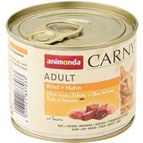 Animonda Carny Adult kattenvoer, nat voer voor volwassen katten, rund + kip, 6 x 200 g