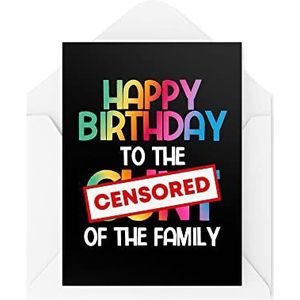 Grappige verjaardagskaarten | Happy Birthday To The C*nt Of The Family | Banter Brother, Sister Uncle Sweary Joke Gift Dark Humour Lol | CBH968