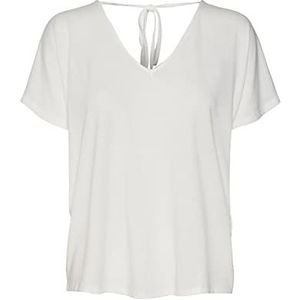Vero Moda Vmmarijune Ss Deep V-hals Top Jrs T-shirt voor dames, Wit (Sneeuwwit)