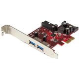 StarTech.com PCI Express Controller-kaart met 4 USB 3.0-poorten, 2 externe 2 interne PCIe-adapter met SATA-voeding (PEXUSB3S2EI)