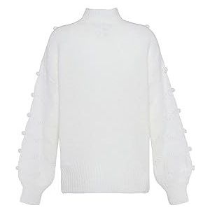 faina Pull vintage en tricot à rayures creuses pour femme Blanc laine Taille XS/S, Blanc cassé, XS