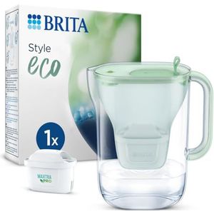 BRITA Style Eco Waterfilter Groen (2,4 l) met 1 MAXTRA PRO All-in-1 cartridge - duurzaam filter in modern design ter vermindering van kalk, chloor, lood en verontreinigingen