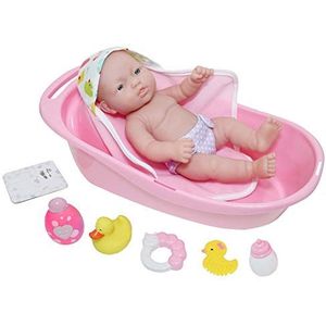 JC Toys - La Newborn - 10-delige set Layette Deluxe badkuip | realistische 30,5 cm vinyl pasgeboren pop met accessoires | roze | waterdicht | vanaf 2 jaar