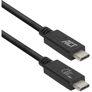 ACT USB C naar USB C-kabel, 1 m, USB 3.0, PD 60 W USB C-kabel, snellaadkabel, gegevenssnelheid 5 Gbps IF-gecertificeerde kabel - AC7401