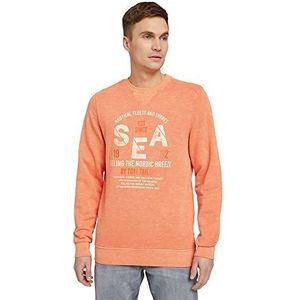 TOM TAILOR Sweatshirt voor heren met opdruk, 11834 - Oranje Soft Peach