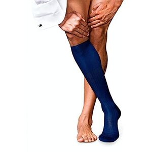 FALKE Heren nr. 10 lange ademende sokken katoen lichte glans versterkt platte naad met fijn geribbelde tenen effen elegant voor kleding en werk 1 paar, Blauw (Royal Blue 6000)