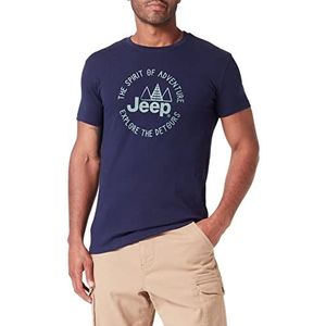 Jeep J T-shirt voor heren met Jeep print - The Spirit Of Adventure - Explore The Detours J22w T-shirt voor heren, Deep Blue/Agave Blue