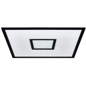 EGLO Bordonara led-paneel, dimbare plafondlamp met afstandsbediening, vierkante plafondlamp voor kantoor en hal, zwart metaal en kunststof wit, koud wit, RGB, 45 x 45 cm