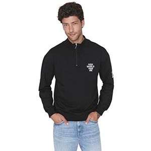 TRENDYOL Heren sweatshirt, zwart, standaard, zwart, S, zwart.