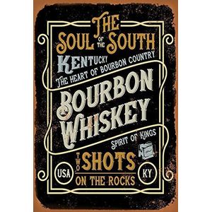 Schatzmix Bourbon wandbord, metaal, motief whisky, 20 x 30 cm, meerkleurig