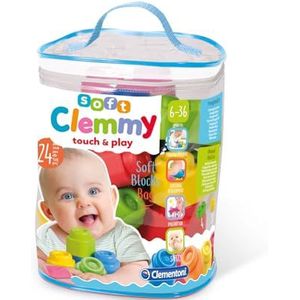 Clementoni Soft Clemmy - Stapelblokken - Baby Blokken - 24 Zachte Speelblokken - 6-36 maanden