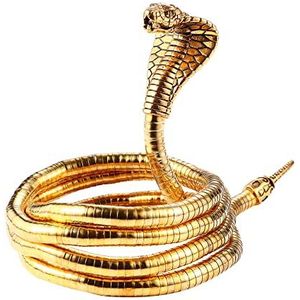 JewelryWe Sieraden Cobra Slang Armband Flexibele Ketting Slangenketting Verstelbare Wikkelarmband Manchet Armband Sieraden voor Vrouwen Mannen Goud, Leer Hout Moeder van de Parel Keramiek Glas
