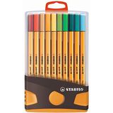Viltstift met fijne punt - Stabilo Point 88 - Grijs/oranje Color Parade etui x 20 stiften met fijne punt - Diverse kleuren