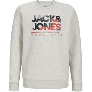 JACK & JONES Jjluke Mni Jjluke Sweatshirt met ronde hals voor heren (1 stuk), Wit-grijs