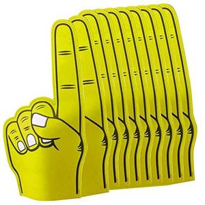eBuyGB Pointy 10 stuks grote EVA-schuimrubberen vingertoppen voor voetbal, festivals, concerten, sportevenementen, ideaal voor printen, mannen, geel