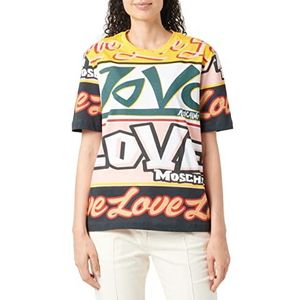 Love Moschino Dames T-shirt met korte mouwen met Mega Logo, meerkleurig, 40, Meerkleurig