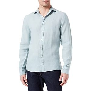 Hackett London K getinte linnen kleding Heren Shirt, Lichtblauw