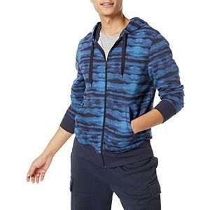 Amazon Essentials Heren lichtgewicht pullover met capuchon met volledige ritssluiting van boulette stof, blauwe golf, maat XL