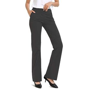 Safort Dames 71 cm/76 cm/81 cm/86 cm Tall Yoga Bootcut Broek met Zakken Kantoor Zakelijke Casual Broek, Gekleed, twee zakken, grijs