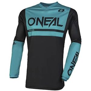 O'NEAL MX Enduro Motorcrossshirt, elleboogbeschermer, gevoerd, V-hals, ademend, Element Jersey Shocker voor volwassenen, zwart/groenblauw