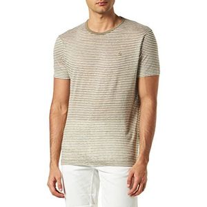 Hackett London Linnen Streep T-shirt voor heren, kaki, S, Khaki (stad)