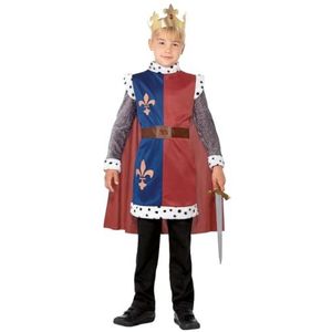 Smiffys Middeleeuws koning Arthur kostuum rood met tuniek, cape en kroon - kinderen M