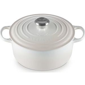 Le Creuset Signature Geëmailleerde Gietijzeren Cocotte met Deksel, Ø 24 cm, Rond, 4.2 L, 4.305 kg, Meringue, 21177247164430