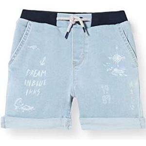 IKKS Junior Shorts met denim-effect, met witte tekeningen, XU25011.83 bermuda, faded blue, 3 maanden baby jongen, Blauw