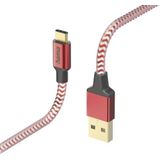 Hama Reflective USB-C oplaadkabel en gegevensoverdracht (USB-A 2.0 stekker naar USB-C stekker, afgeschermde kabel, anti-verdraaiing, vergulde aluminium stekker, robuuste gevlochten nylon mantel, 1,5