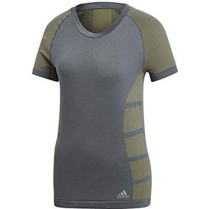 adidas Primeknit Wool T-shirt voor dames, wit/kaki (Legend Ivy/Raw Kaki)