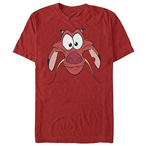 Disney Mulan-Big Face Mushu Organic T-shirt, uniseks, korte mouwen, rood, XXL, ROT
