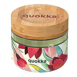 Quokka Deli Spring 500 ml | luchtdichte glazen container met bamboedeksel en siliconen etui