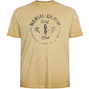 North 56-4 North 56Denim Cool Dyed Tee T-shirt voor heren, Geel.
