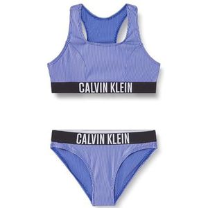 Calvin Klein Jeans Ensemble bikini brassière côtelé pour fille, Sapphire Blue, 8-10 ans