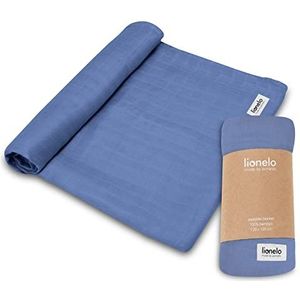 LIONELO Bamboo Swaddle Chiffon babydeken, 100% natuurlijk bamboekatoen, afmetingen 120 x 120 cm, gaasdoek, kinderdeken, aangenaam en zacht materiaal (denim blauw)