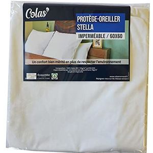 Colas Normand - Stella hoofdkussen, waterdicht, 60 x 60 cm – 100% biologisch katoen – elastisch en duurzaam – ritssluiting, wit 83131478