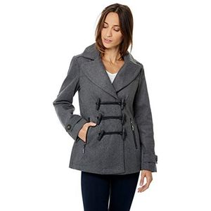 Bonamaison Dames Millitaire Buttoned Cropped Coat T-Shirt, Heather Grey, 52 EU