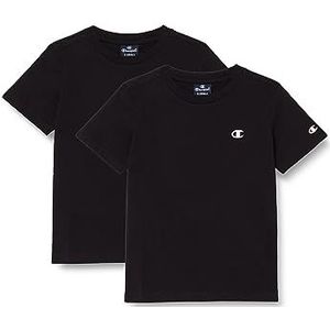 Champion Legacy Champion Basics B S-s Crewneck T-shirt voor jongens, 2 stuks, zwart.
