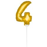 Folat Mini-ballon, goudkleurig, getal 4-36 cm, 29264